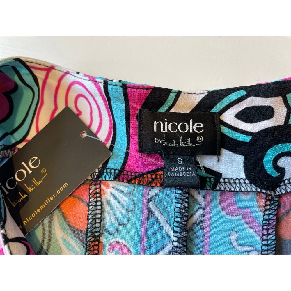 Nicole by Nicole Miller NWT Shift Dress Sleeveless Sz S Geometric Colorful Boho - Picture 3 of 7